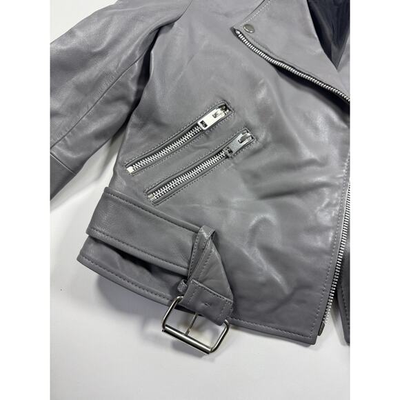 Walter Baker Gray Genuine Soft Leather Moto Biker Jacket Size Small Women NWOT - Picture 4 of 9